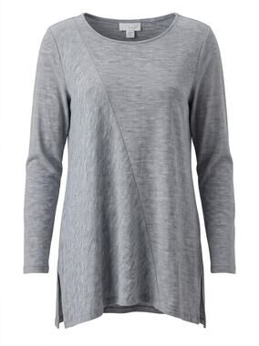 Pure Jill Gray Knit Scoop Neck Long Sleeve Tunic Top Women Size M